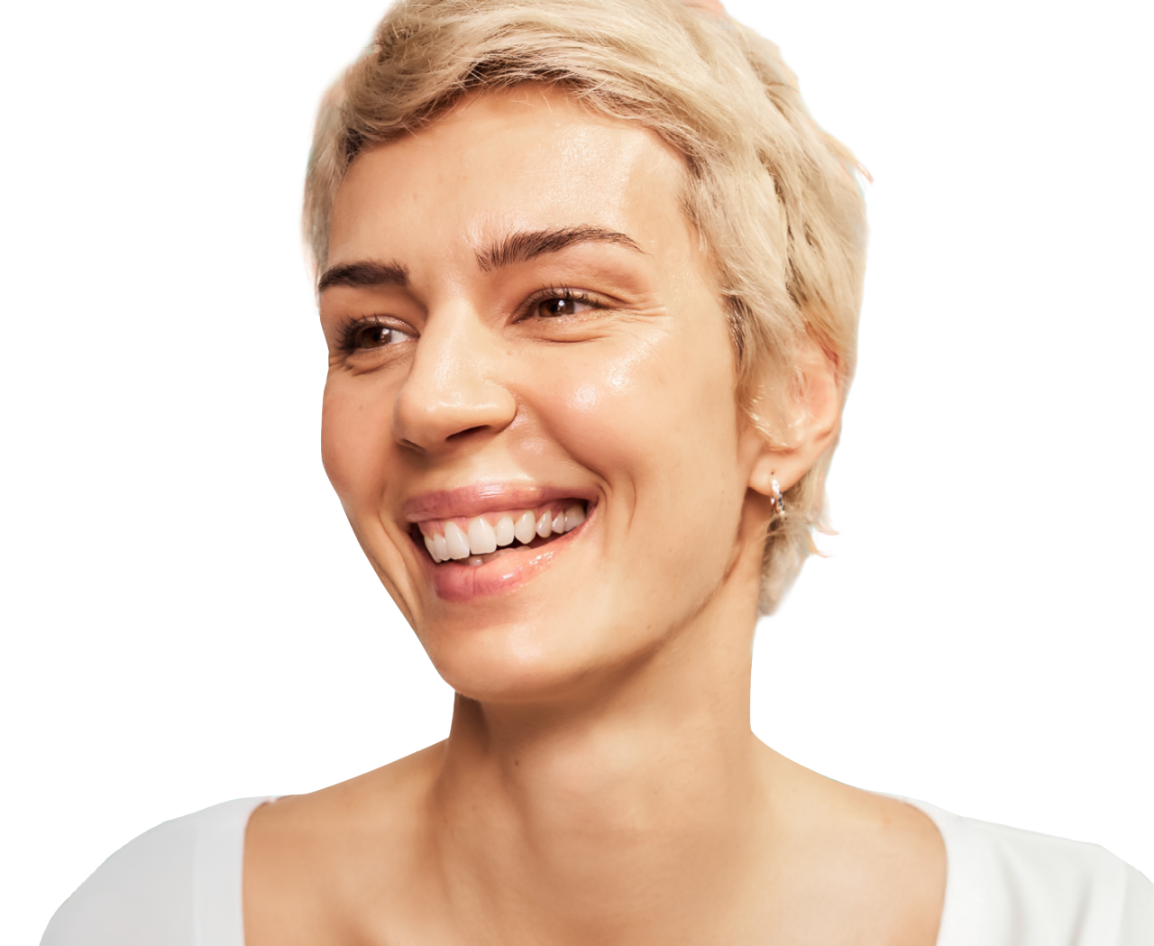 Video thumbnail of SKINVIVE™ patient Nadia smiling as she is  splashed with water, with her skin looking smooth and radiant.